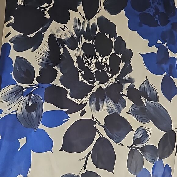 Zara Floral Button-Down Long Sleeves Shirt Large Royal Blue & White - Picture 4 of 16